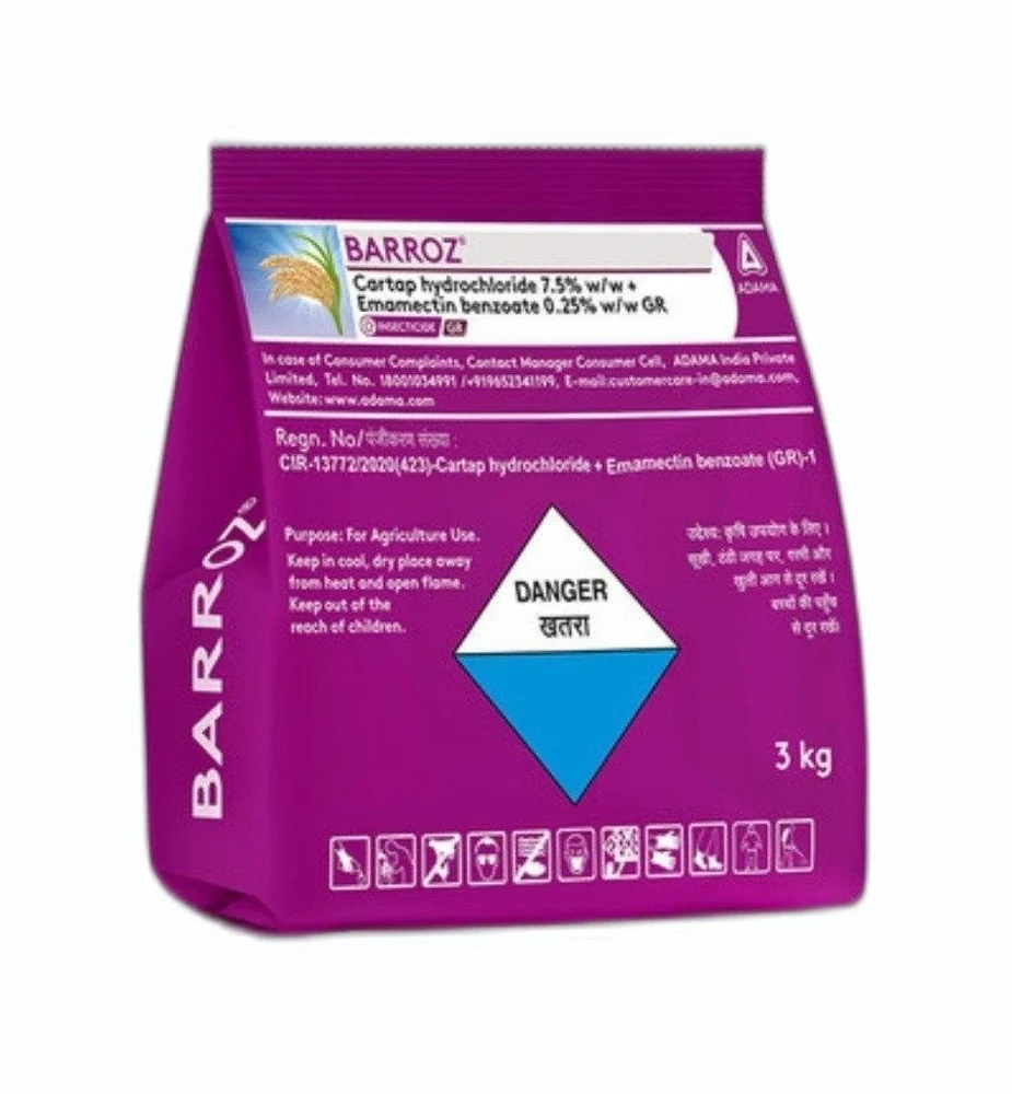 ADAMA Barroz Cartap Hydrochloride 7.5% + Emamectin Benzoate 0.25% GR Insecticide