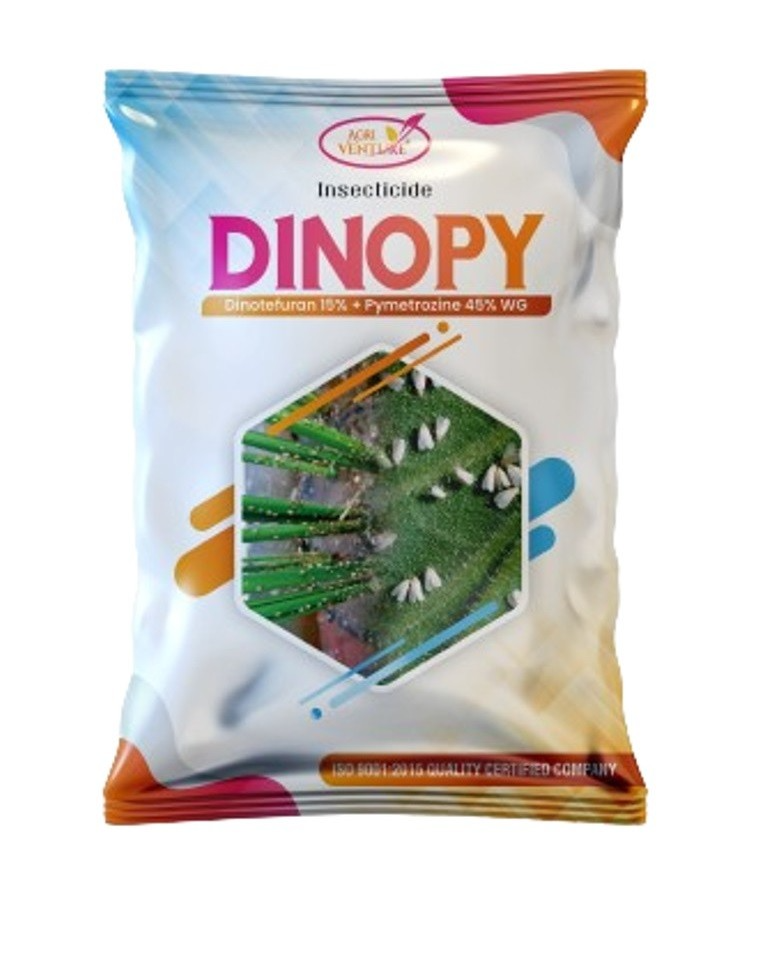 Agriventure DINOPY Dinotefuran 15% + Pymetrozine 45% WG Contact and Systemic Insecticide, Highly Effective Solution for BPH Control in Paddy