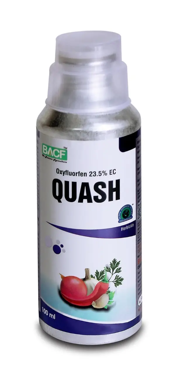 BACF Quash – Oxyfluorfen 23.5% EC Herbicide , Pre Emergence Broadleaf and Grass Weeds, Pre emergence Action