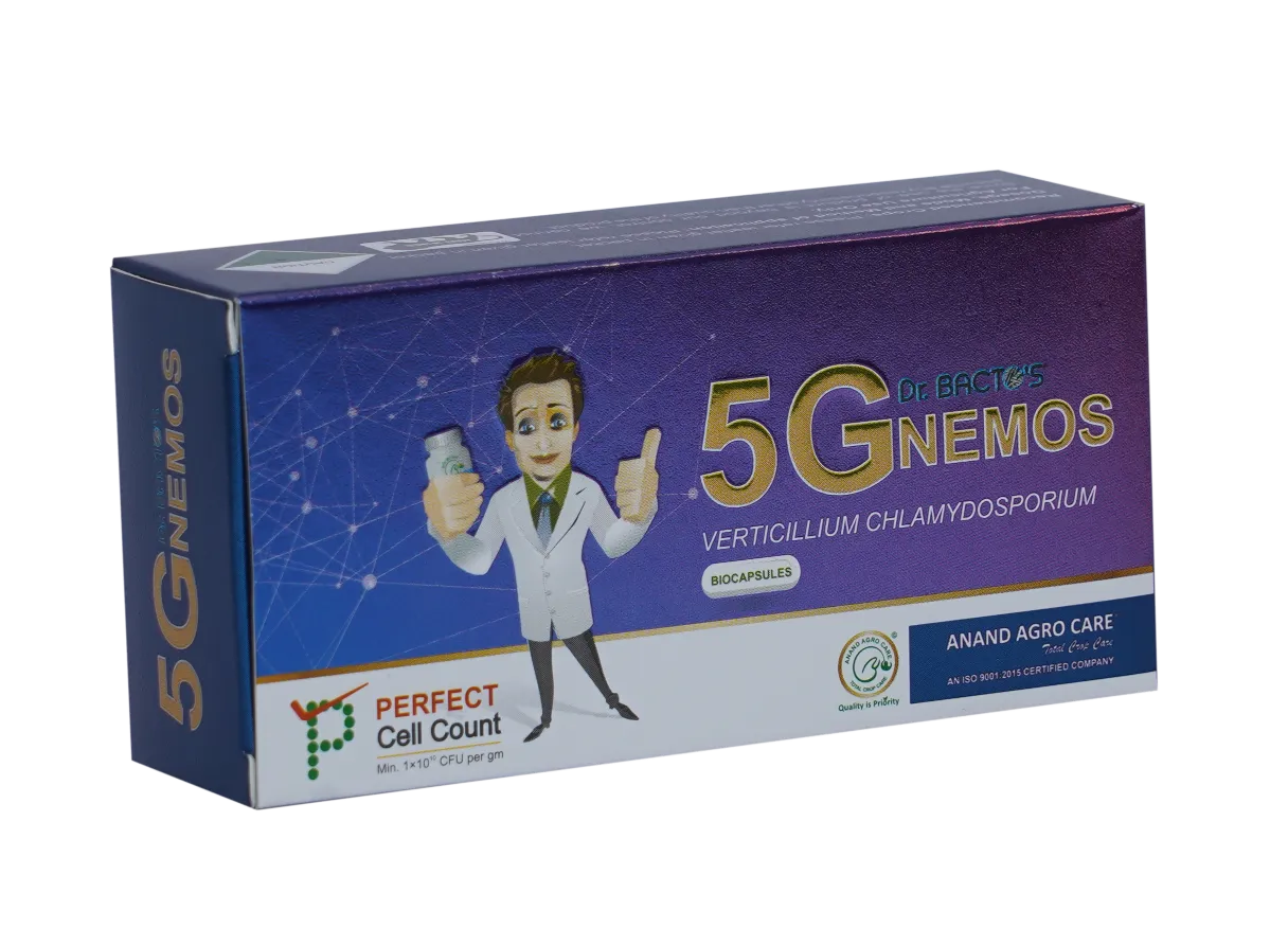 Dr. Bacto’s 5G Nemos Biocapsules, Bio Nematcide, Contains Verticillium Chlamydosporium Which Is Having Nematocidal Potential.