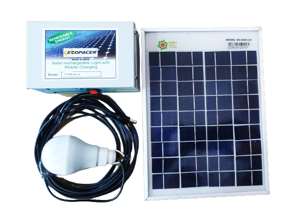 Ecopacer 21 – Solar Home Light Systems With 3 W LED Bulb 1 Qty, Having Backup More Than 4 Hrs and One USB Charging Point
