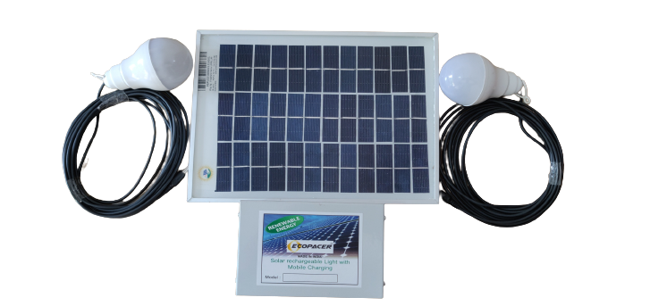 Ecopacer 23 – Solar Home Light Systems With 3w LED Bulb 2 Qty, Having Backup More Than 4 Hrs And One USB Charging Point.