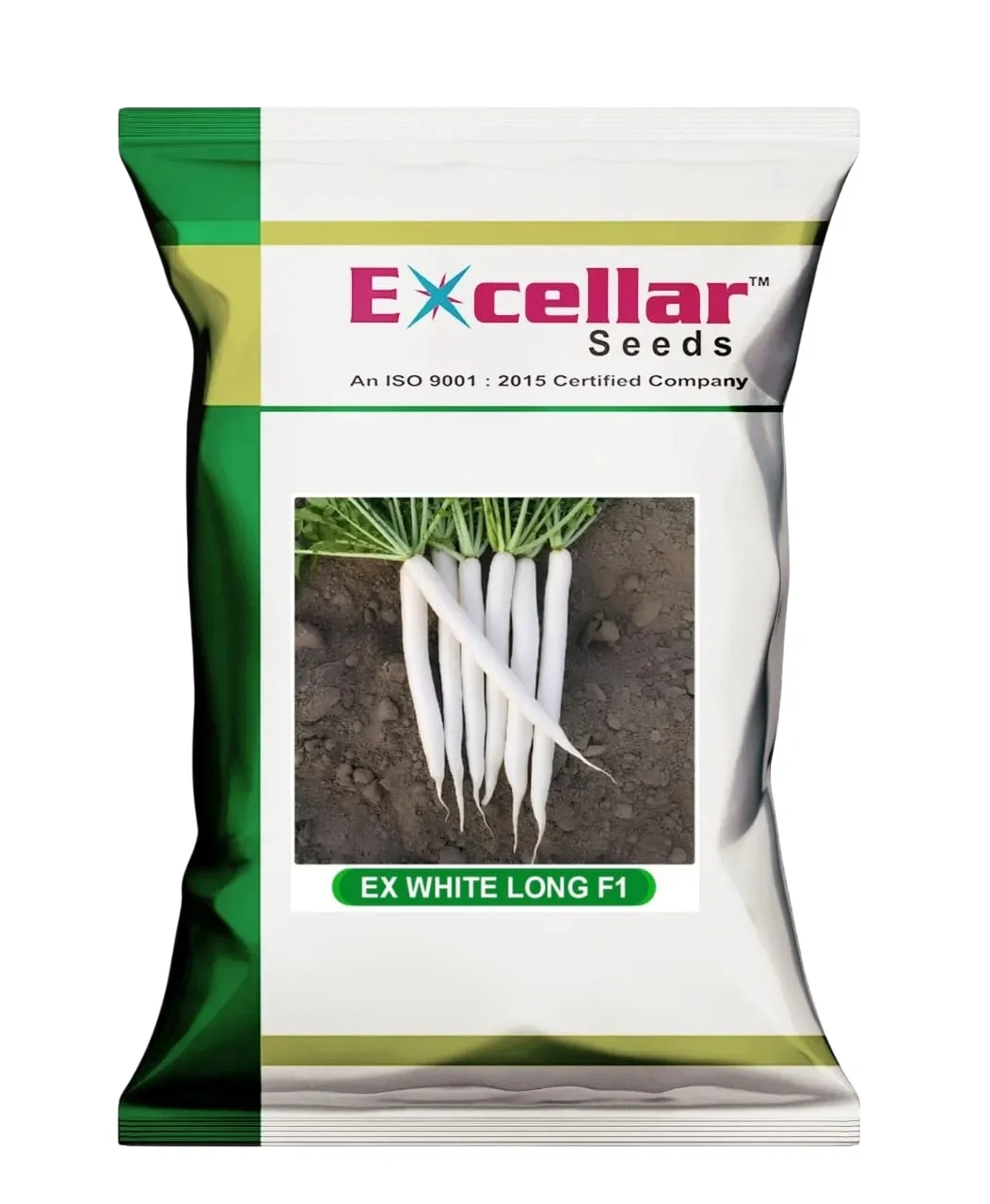 Excellar Ivory White Radish Seeds (White Long F1) White Roots And Early Maturity