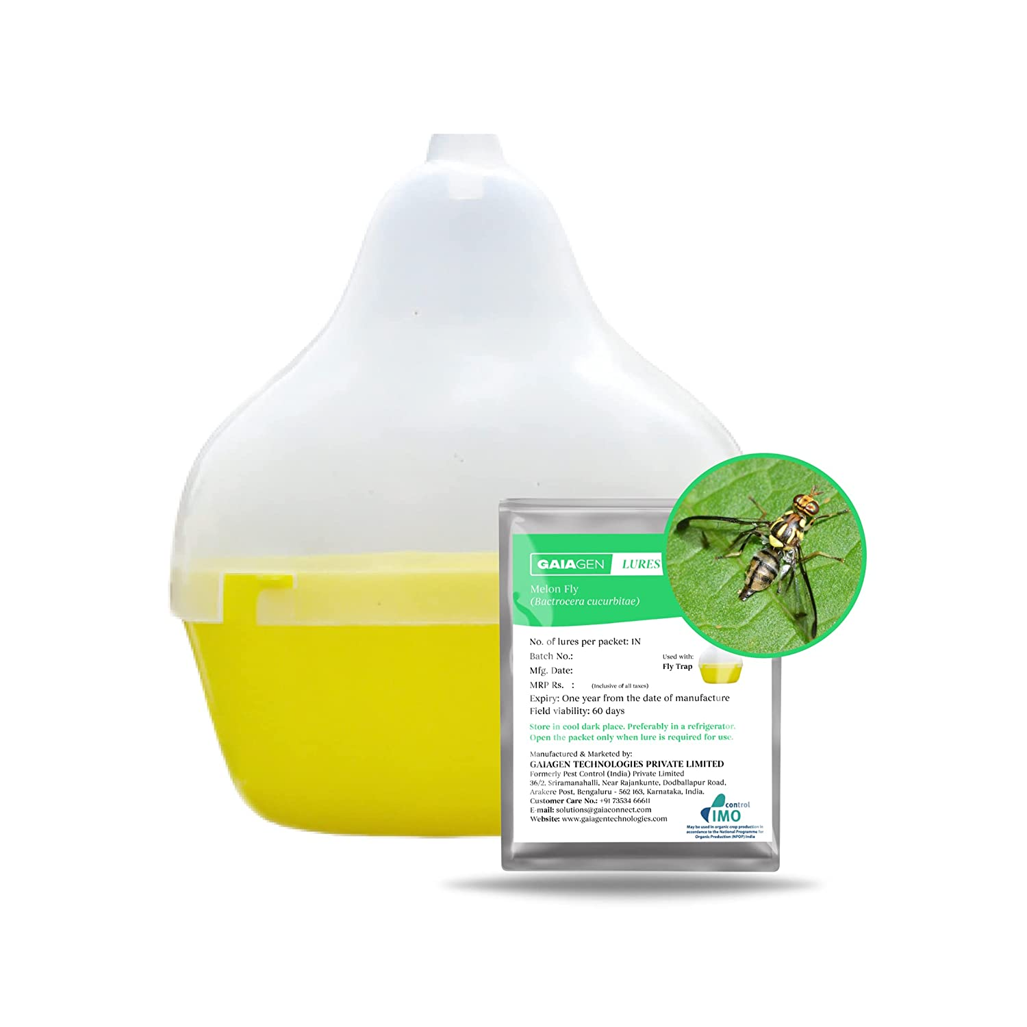 Gaiagen Pheromone Lure For Melon Fly (Bactrocera Cucurbitae) And Insect Fly Trap, IMO Certified.