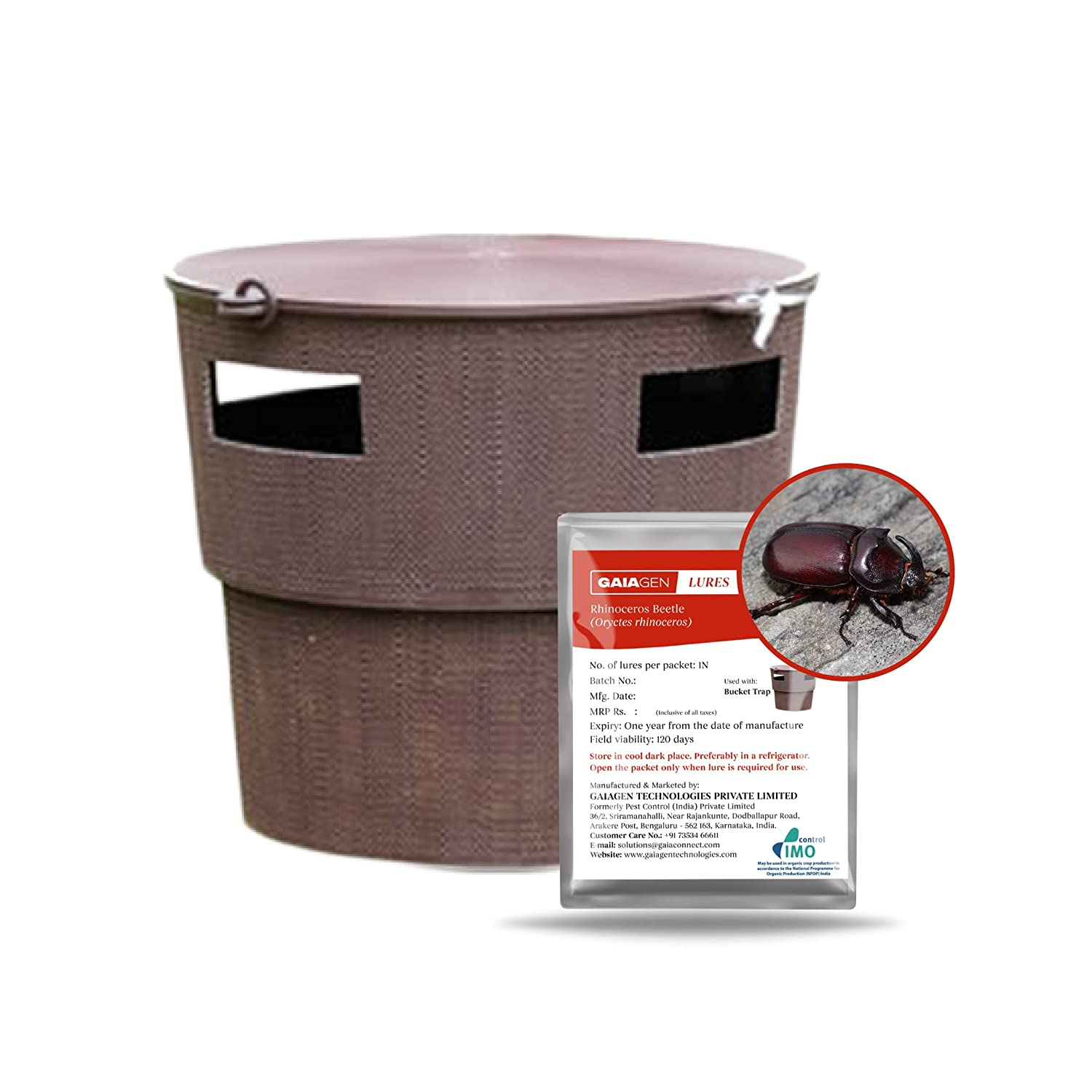 Gaiagen RB Lure , Pheromone Lure For Rhinoceros Beetle Outdoor Plants (Oryctes Rhinoceros) and Insect Bucket Trap, IMO Certified.