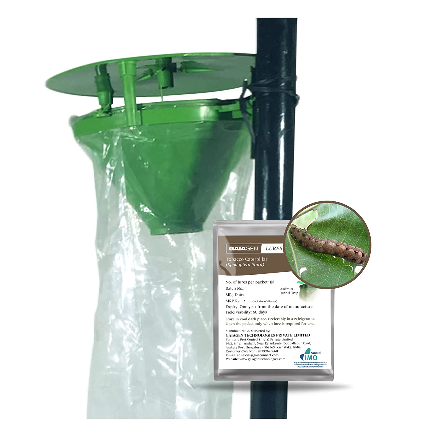 Gaiagen Tobacco Caterpillar (Spodoptera Litura) Pheromone Lure And Insect Funnel Traps, IMO Certified.