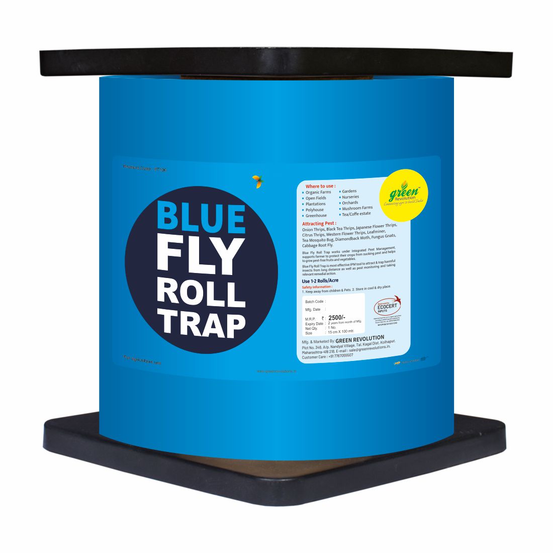 Green Revolution Blue Sticky Roll Trap, 15 Cm x 100 Mtr, Effective For Controlling Flying Insects