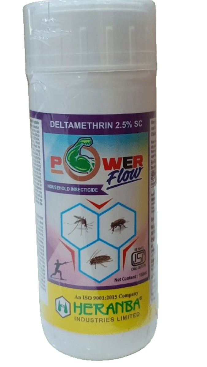 Heranba Power Flow Deltamethrin 2.5% SC Insecticides, Can be used with residual spray for insects like mosquitos, spiders, Housefly.