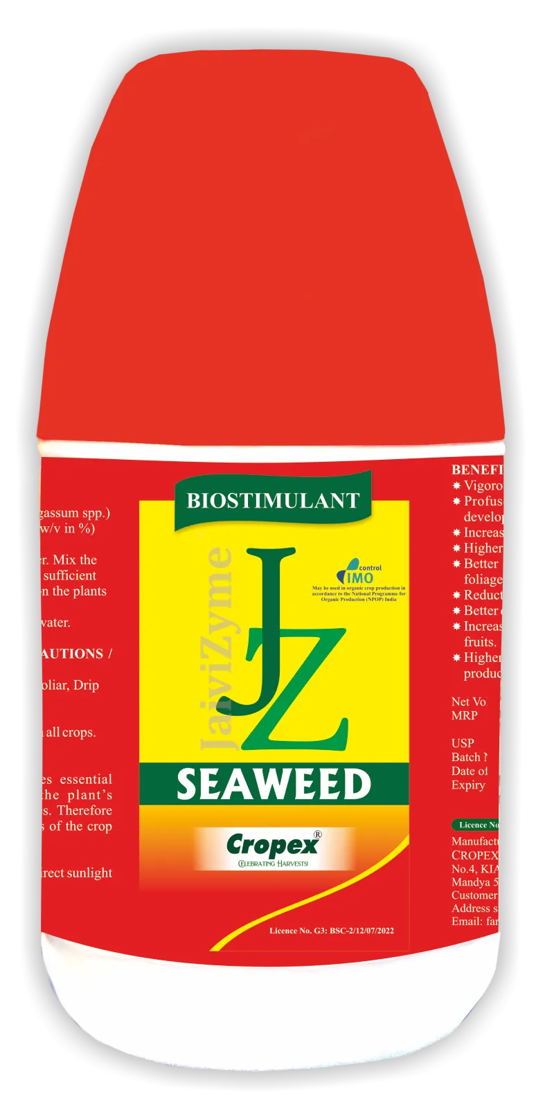 Jaivizyme Seaweed 10% Bio Stimulant. Reduction in the fruit and Flower drop. Higher Yield and better quality of produce.