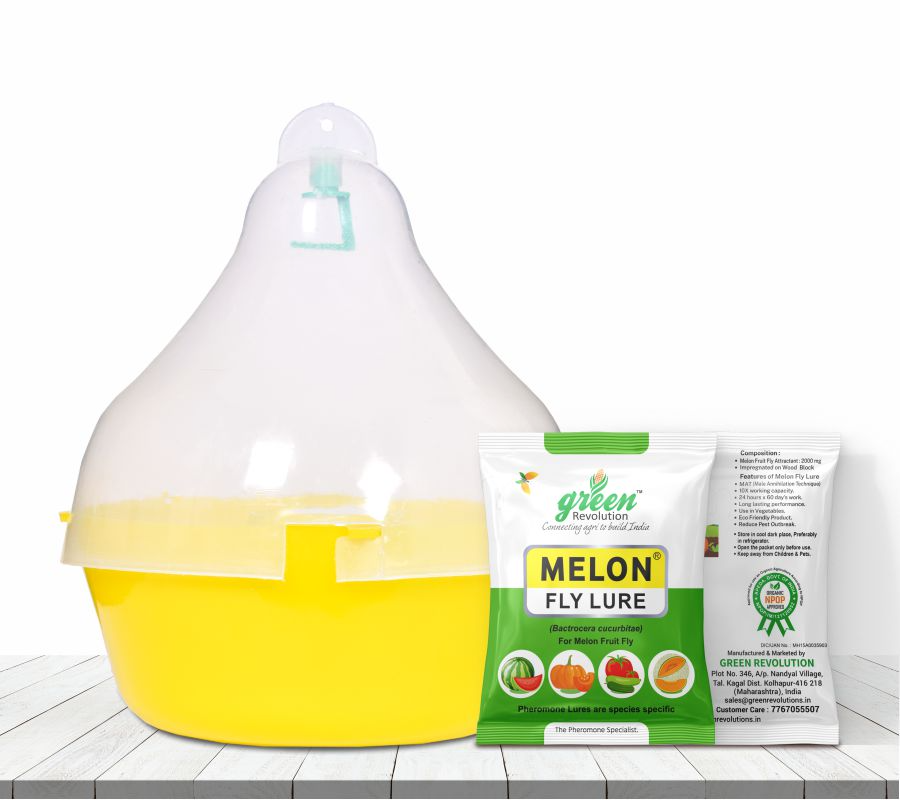 Maxplus Trap With Melon Fly Lure, For Controlling Bactrocera Cucurbitae, For Water Melon, Musk Melon, Cucumber, Bottle Gourd, Pumpkin, all Vegetables
