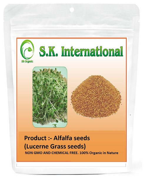 S.K. International Organic Alfalfa Seeds (Lucerne High Protein Grass Seeds) For Sprouting and Cultivation