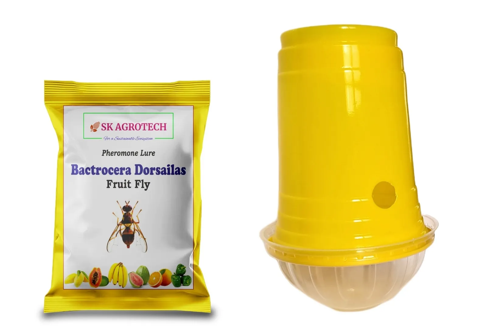 SK Agrotech Bactrocera Dorsalis Fruit Fly Pheromone Trap With Lure – Effective Solution For Mango, Papaya, Sapota, Etc.