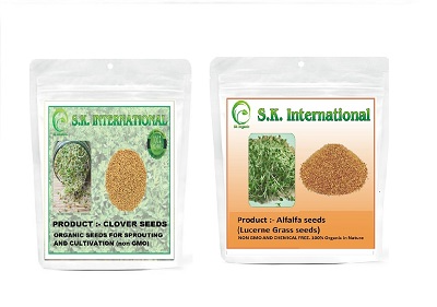 SK ORGANIC Combo Pack (Clover Seeds 500 Gm + Alfalfa Seeds 500 Gm) for Sprouting and Cultivation microgreens