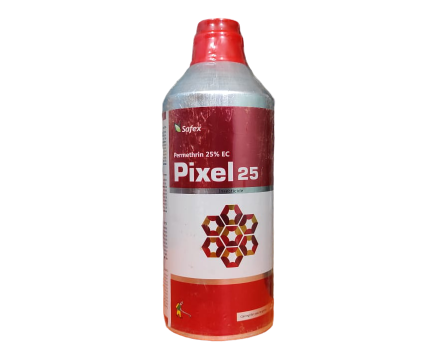 Safex Pixel 25 Permethrin 25% EC, Insecticide used to Control Bollworms, Best For thrips, pod borer, fruit borer, early shoot borer.