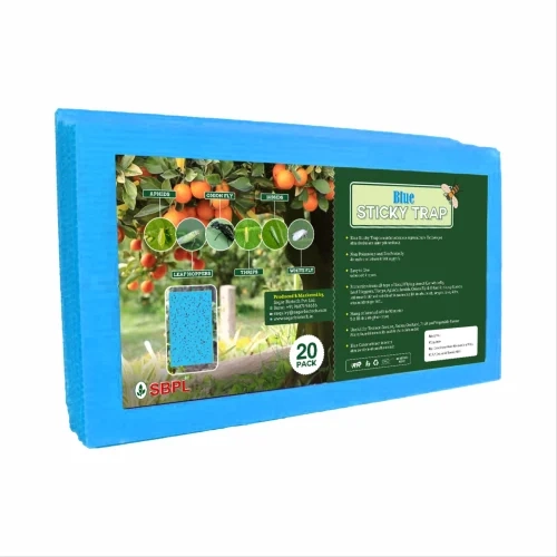 Sagar Biotech Blue Sticky Pest Traps, Non-Toxic Durable and Safe For Greenhouse, Use For Flying Insects (Pack of 20)