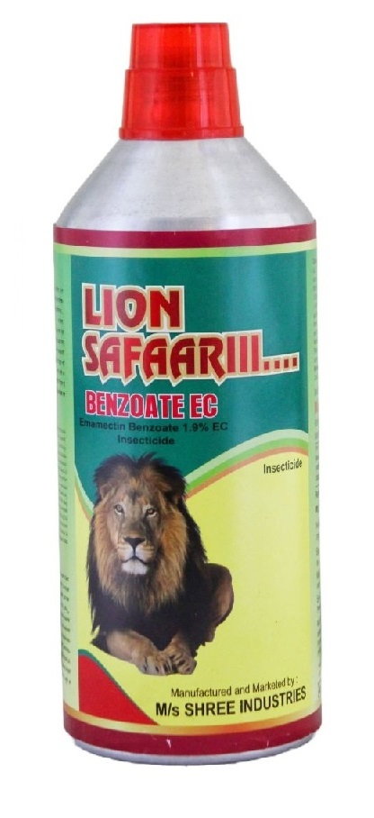 Shree Industries Lion Safari Emamectin Benzoate1.9% Insecticide, Effective Caterpillars, Leaf Miners, Diamond Back Moth, Diptera, Homoptera