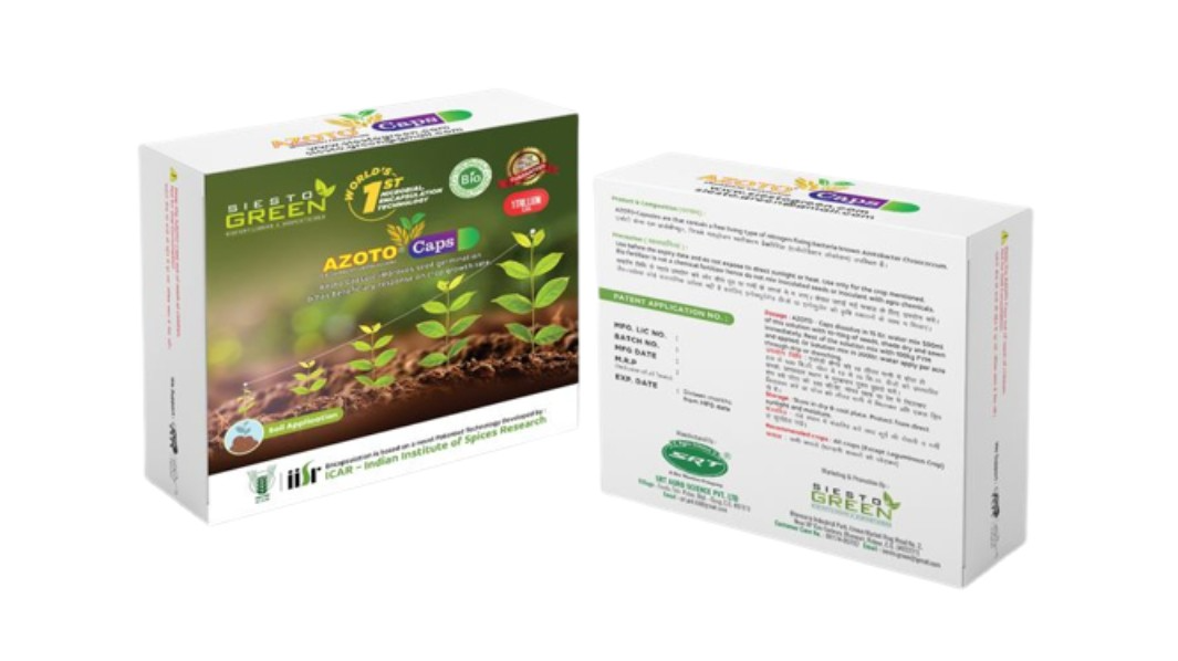 Siesto Azoto. capsules containing a free-living nitrogen-fixing bacterium known as Azotobacter. Patented technology developed by the ICAR