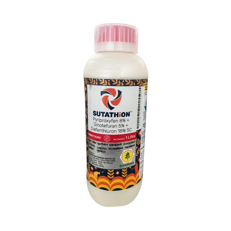 Sudarshan Sutathion Pyriproxyfen 8% + Dinotefuron 5% + Diafenthiuron 18% SC Insecticide, Use For Brinjal, Tomato and Cotton