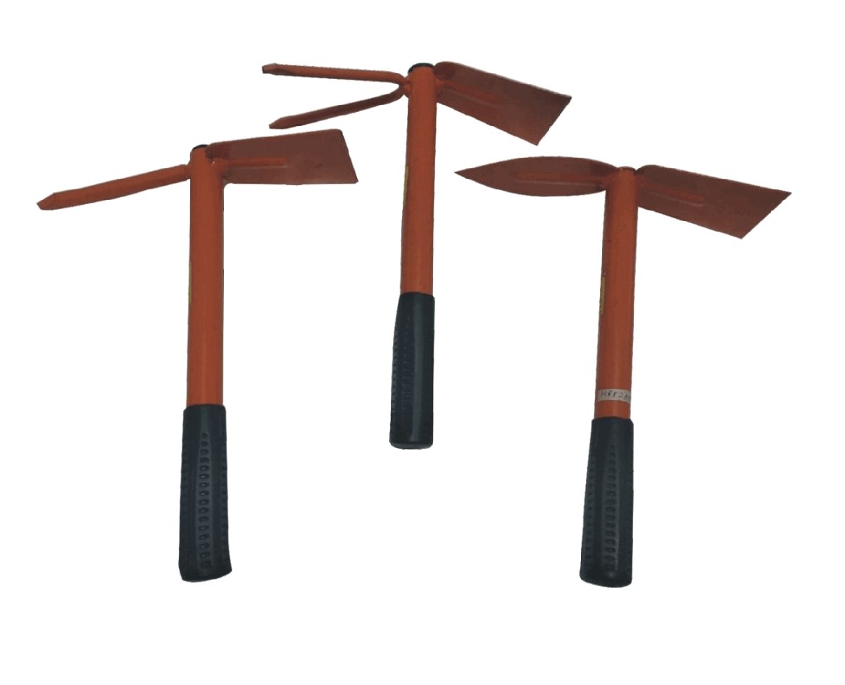 UNISON Hoe with 12 Inch Handle , Includes Hoe Single Prong, Hoe Fork and Hoe Trowel