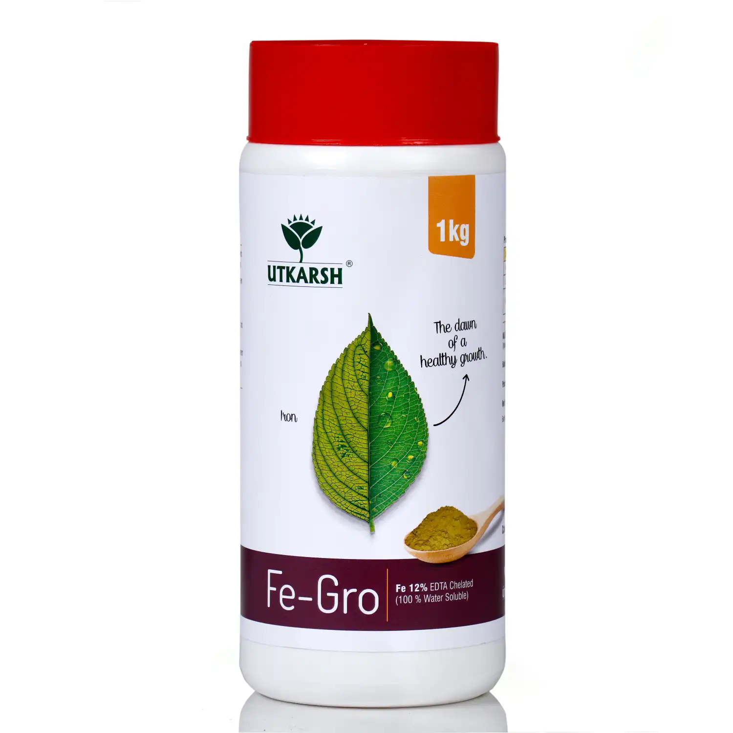 Utkarsh FeGro (Iron- Fe-12% EDTA Chelated) (100% Water Soluble Foliar Spray), Stimulates and Regulates Enzyme Reactions for the Growth