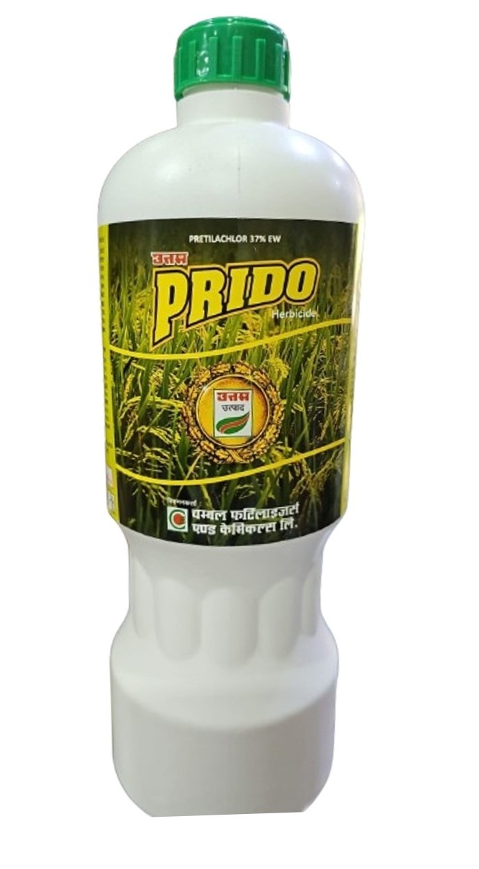 Uttam Prido Pretilachlor 37% EW Herbicide, Broad-Spectrum Selective Systemic Action Pre-Emergence Herbicide.